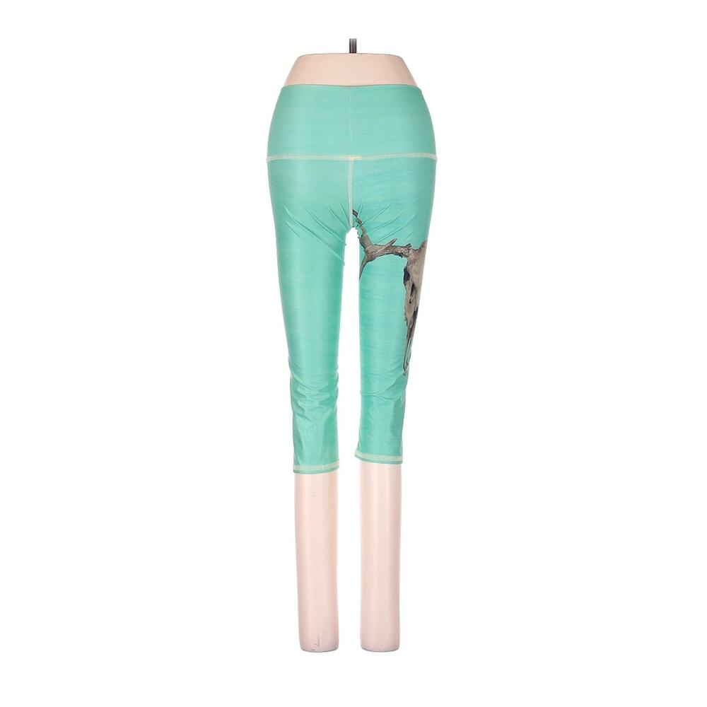Teeki Leggings Crop XS Green Yoga Pilates Deer Medicine Festival Boho Capri - Picture 5 of 8
